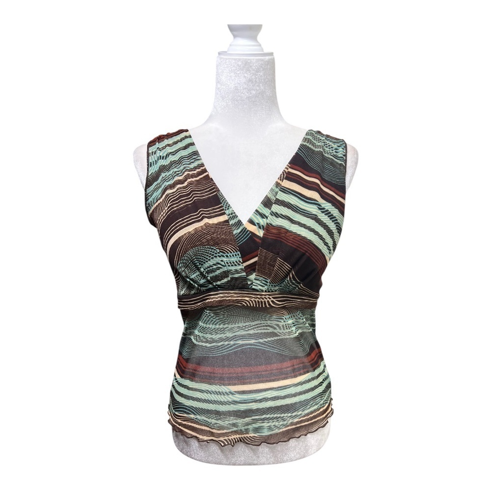 Charlotte Russe Y2K Striped Sheer Tank L